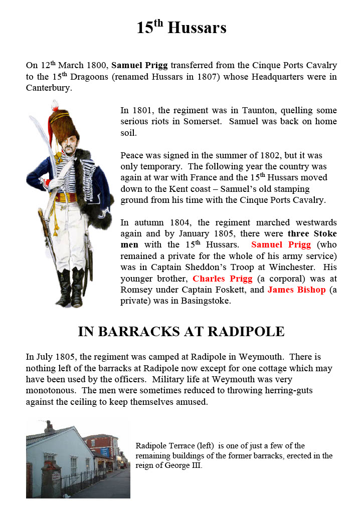 Stoke sub Hamdon Stoke Men in the Napoleonic Wars