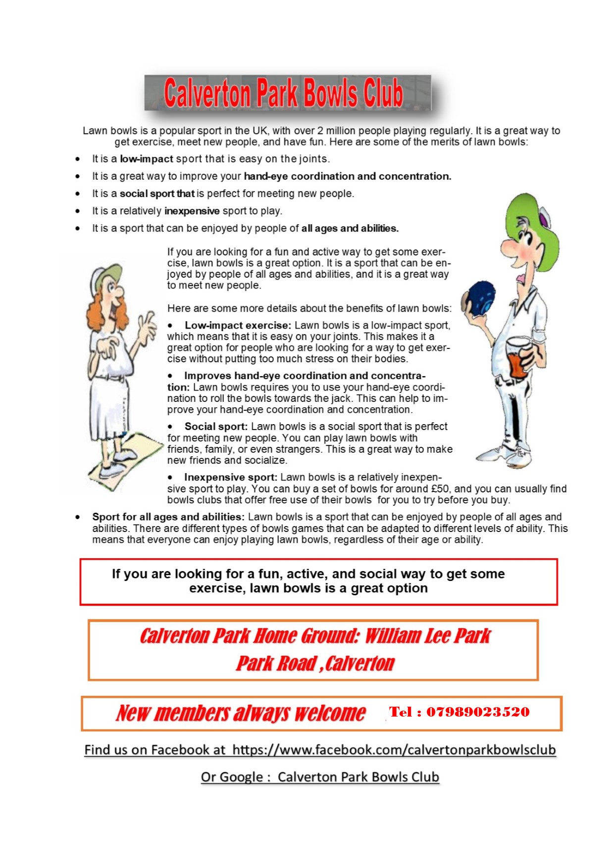 Calverton Park Bowls Club Home Calverton Park Bowls Club Home