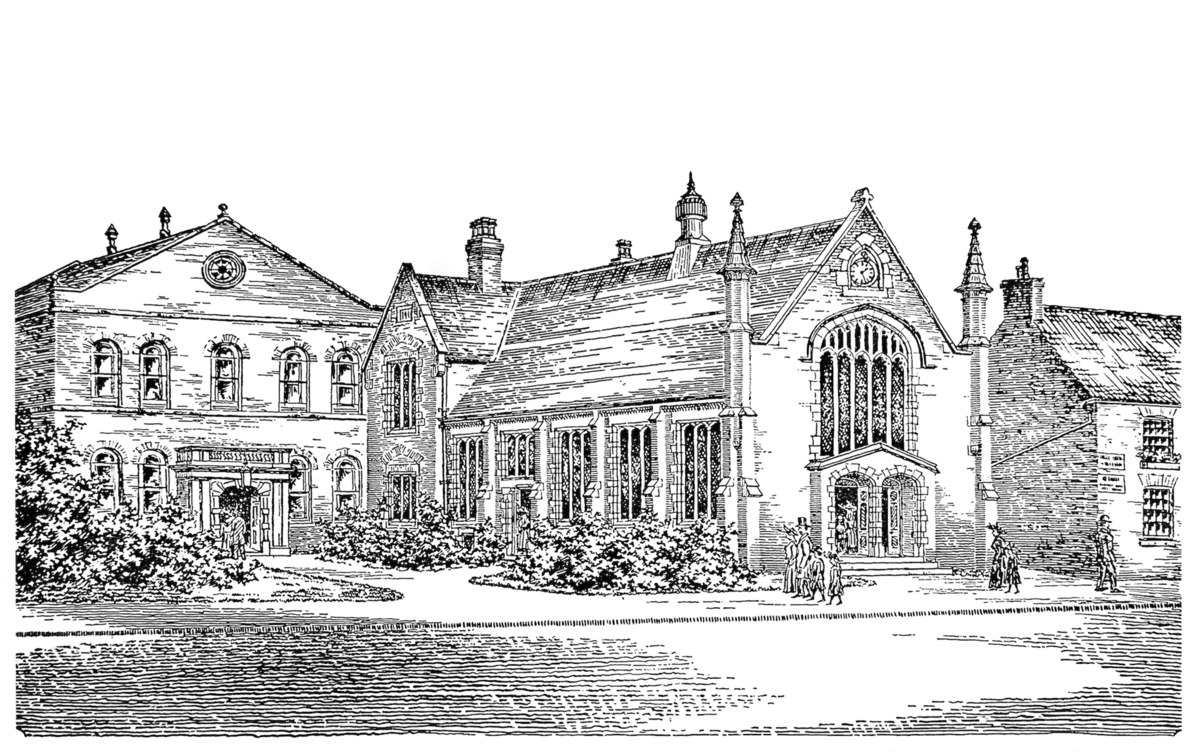 Line drawing of Thirsk Chapel and Sunday School by Robert Rodwell 1908
