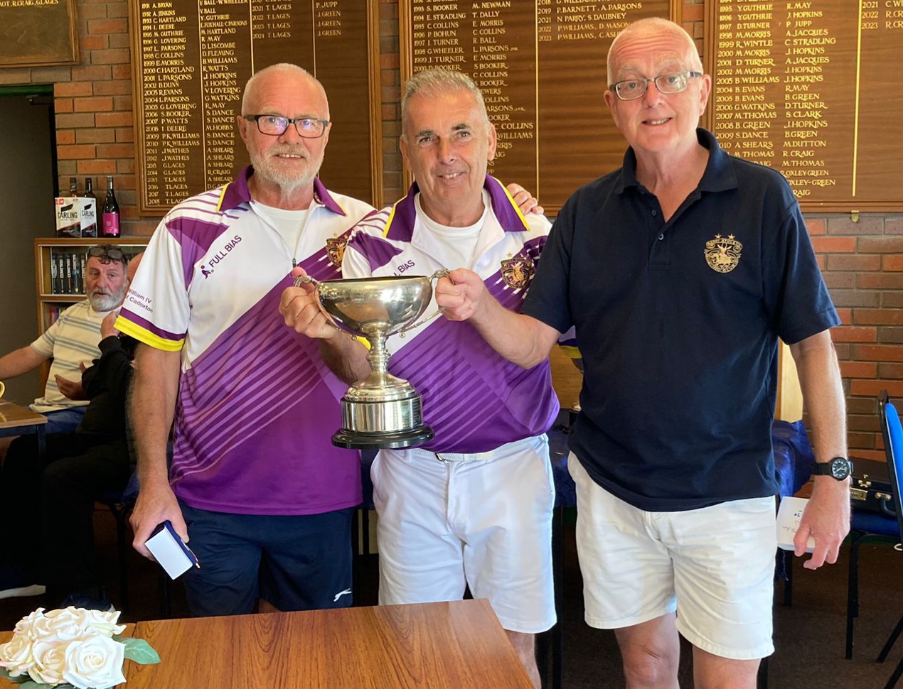 2024 County Triples Champions - Dave Townsend, Scott Howell, Peter Rogers