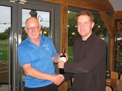 Richard receives his delayed prize for his win at Winter Hill