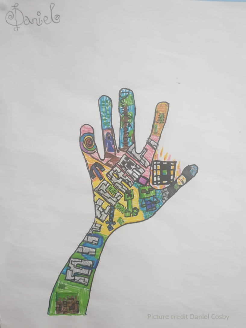 Exhibitor: Daniel Cosby, age 11. "This is my arm and I like Minecraft"