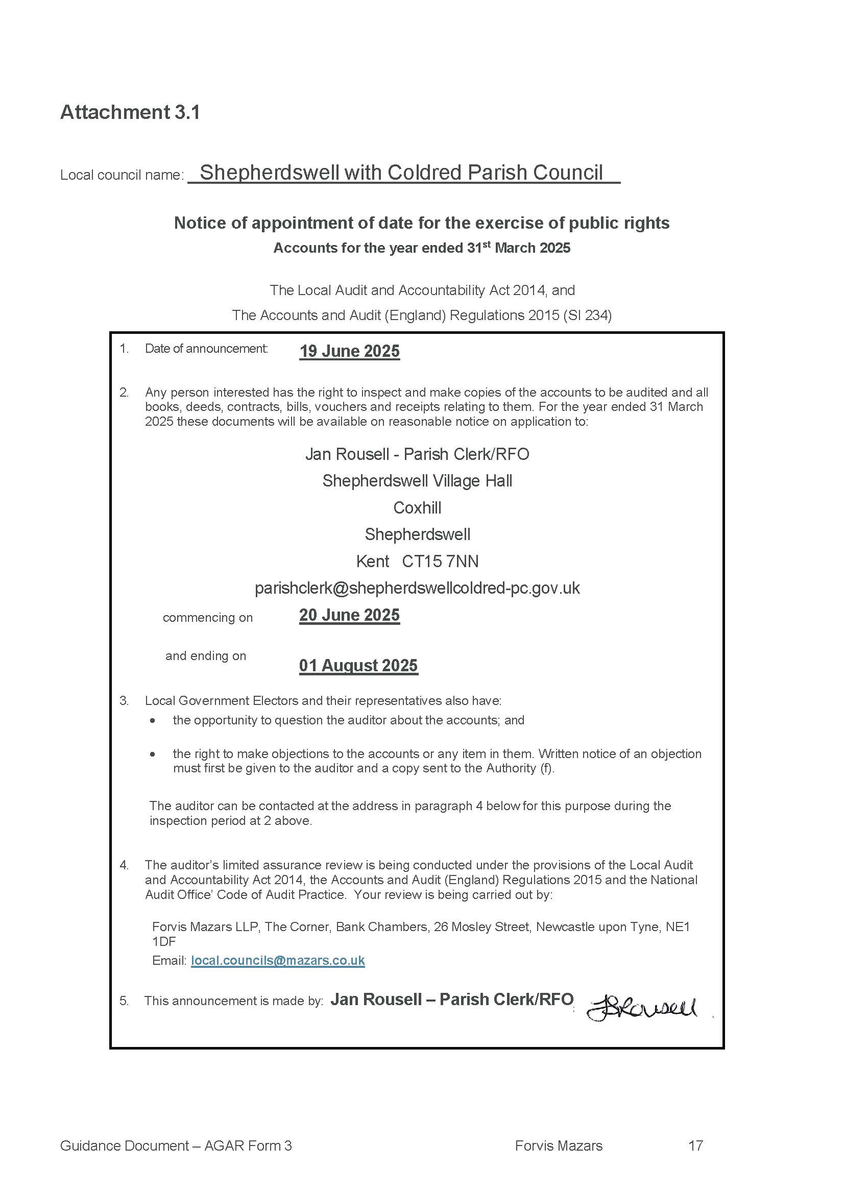 Shepherdswell with Coldred Parish Council Finance Shepherdswell with Coldred Parish Council Finance