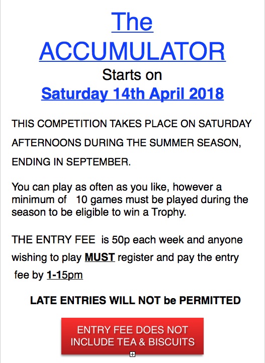 Lockswood Bowling Club Accumulator Lockswood Bowling Club Accumulator