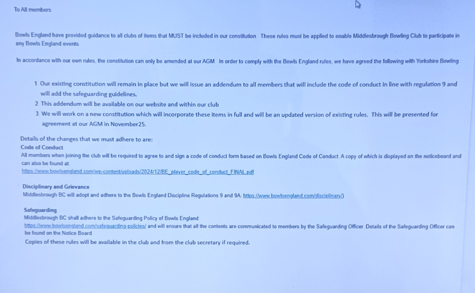 Middlesbrough Bowling Club Club Constitution