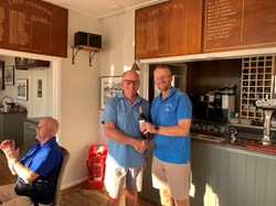 Finally Alan receives the winners wine from his win at Winter Hill, cheers