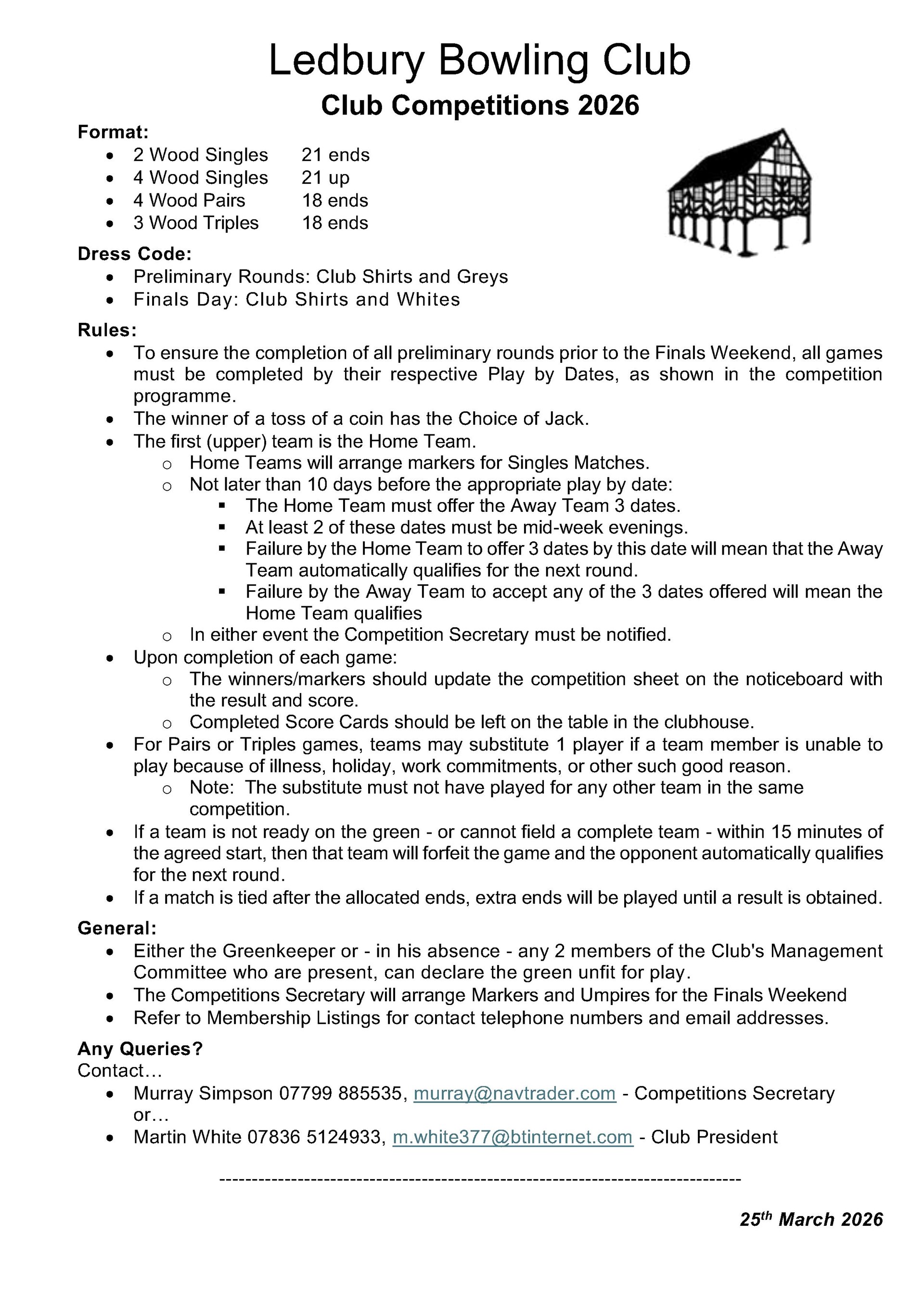 Ledbury Bowling Club Rules & Information