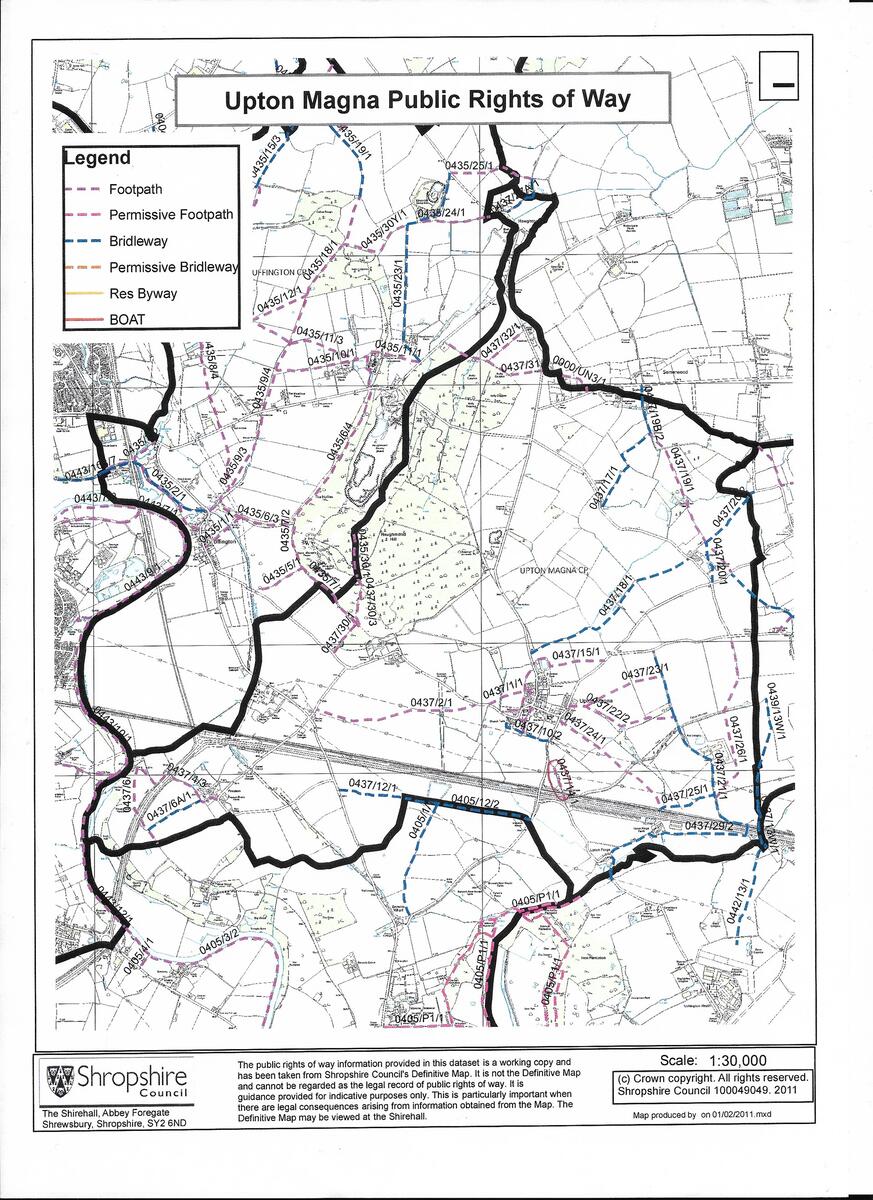 Shropshire Rights Of Way Map Footpaths And Bridleways - Upton Magna Parish Council - Upton Magna Parish  Council, Upton Magna, Shrewsbury