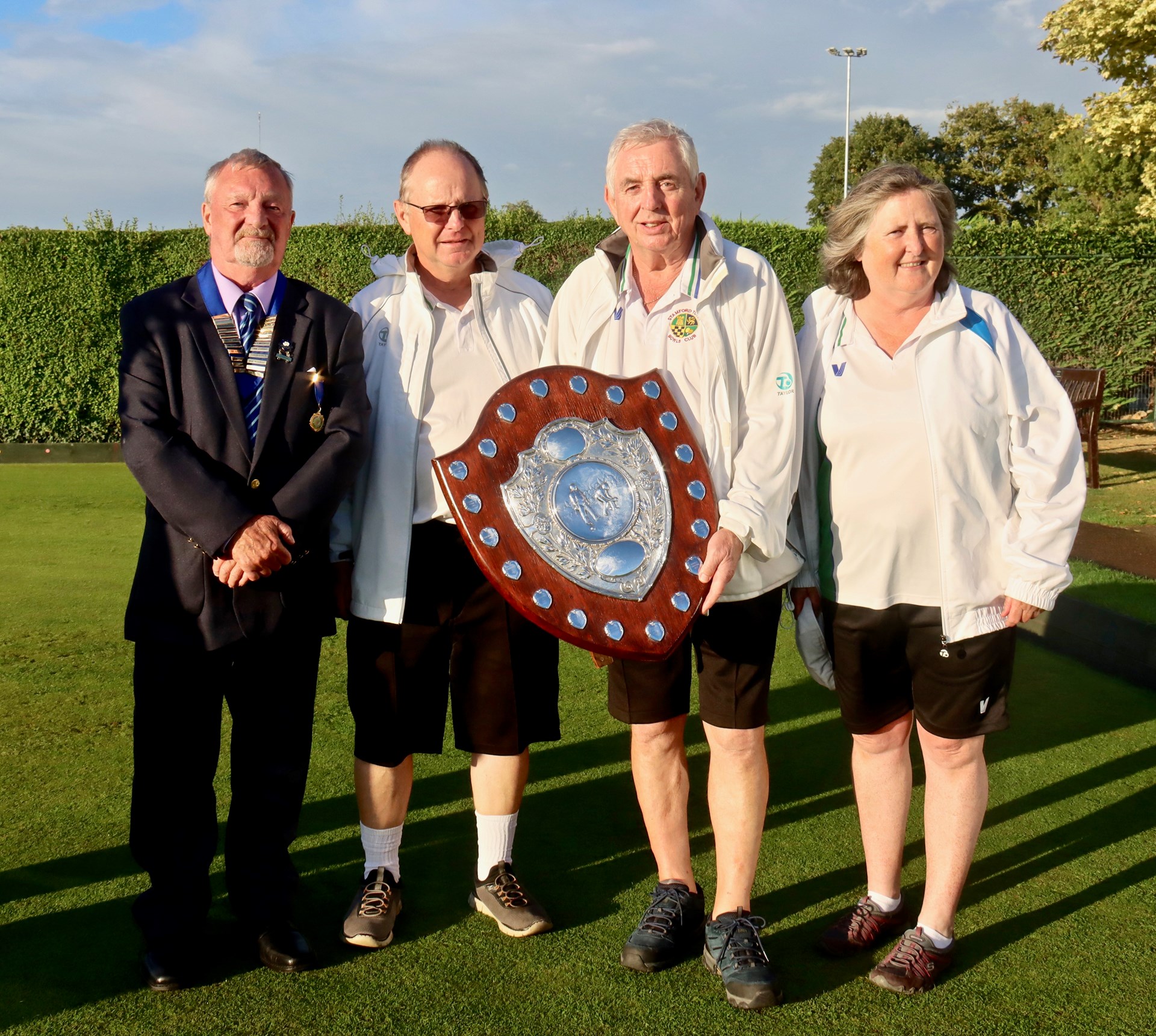 2025 winners Stamford Town: from left to right President Dusty Miller, John Holroyd, Kevin Vinter, Moira Holroyd 2025 winners Stamford Town: from left to right President Dusty Miller, John Holroyd, Kevin Vinter, Moira Holroyd