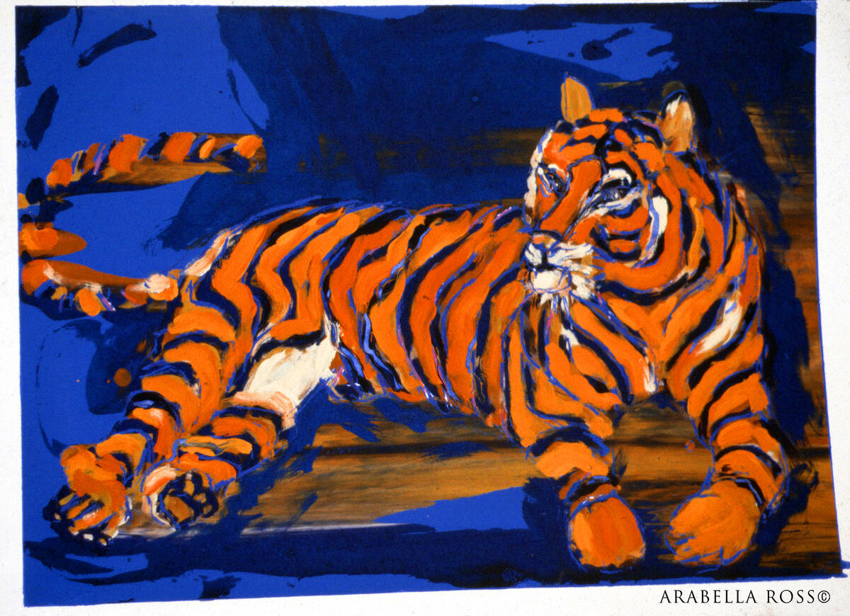 "Tiger Tiger burning bright". Monoprint in oil. Sold £150.00 "Tiger Tiger burning bright". Monoprint in oil. Sold £150.00