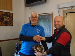 After a cold and muddy days golf Nick wins the Winter Trophy  with 33 points