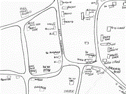 1981 Sketch Map of Withington Houses.  Taken from the 1981 Withington & District WI Domesday Book