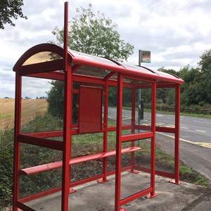 New bus shelter at Worthy Down, August 2018