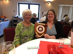 The winning Trophy with Margaret and Sharon