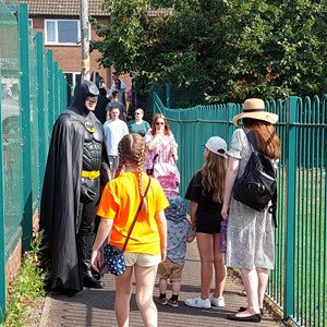 The caped crusader meeting the crowd
