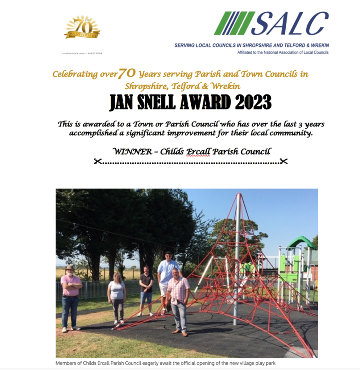 Childs Ercall Community Website Jan Snell Award 2023