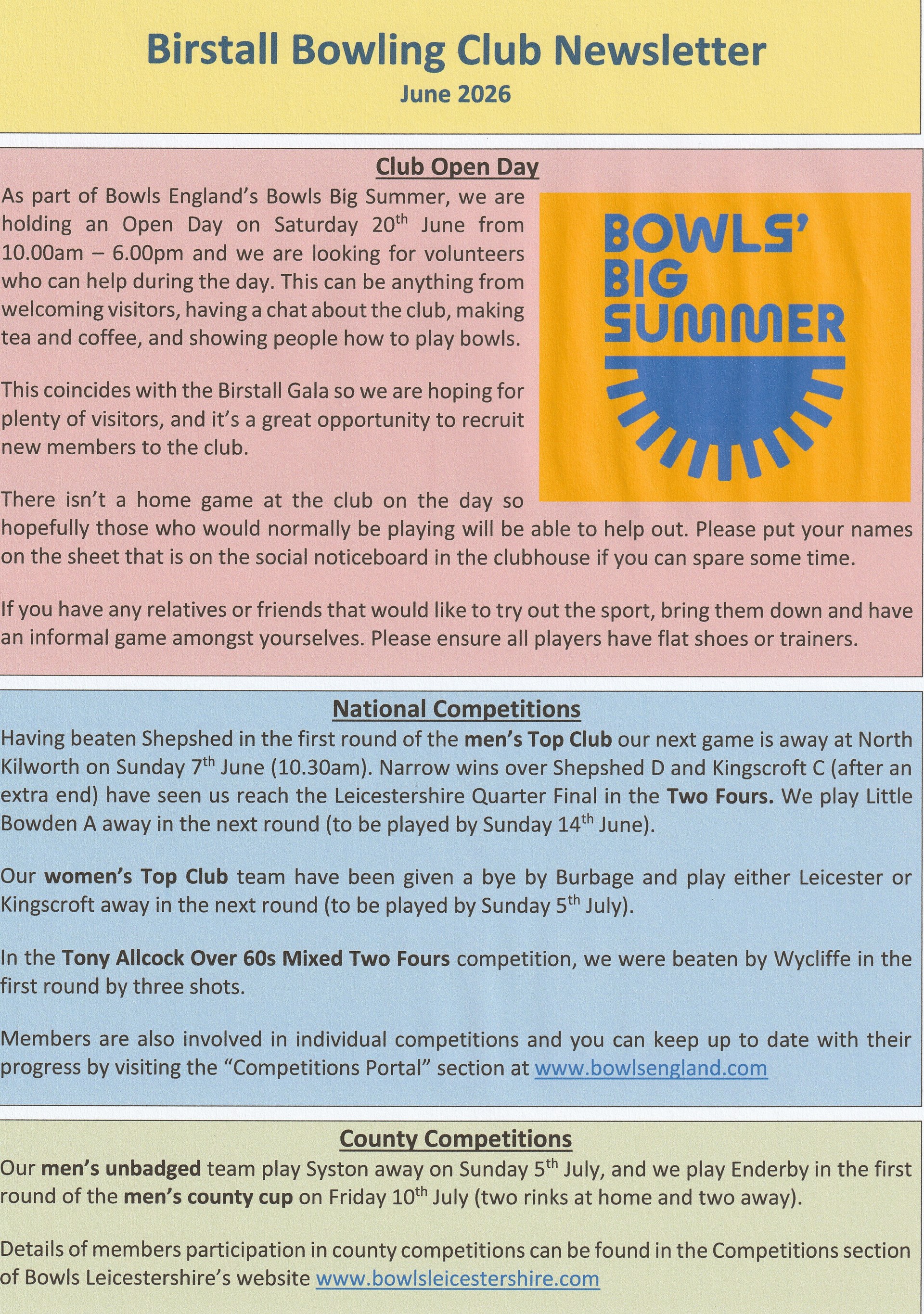 Birstall Bowling Club Newsletters