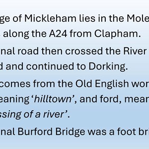 Mickleham & Westhumble Local History Group A24 & Old London Road