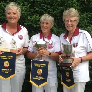 Zoe, Kat and Sheila with the trophies they won at the County Finals