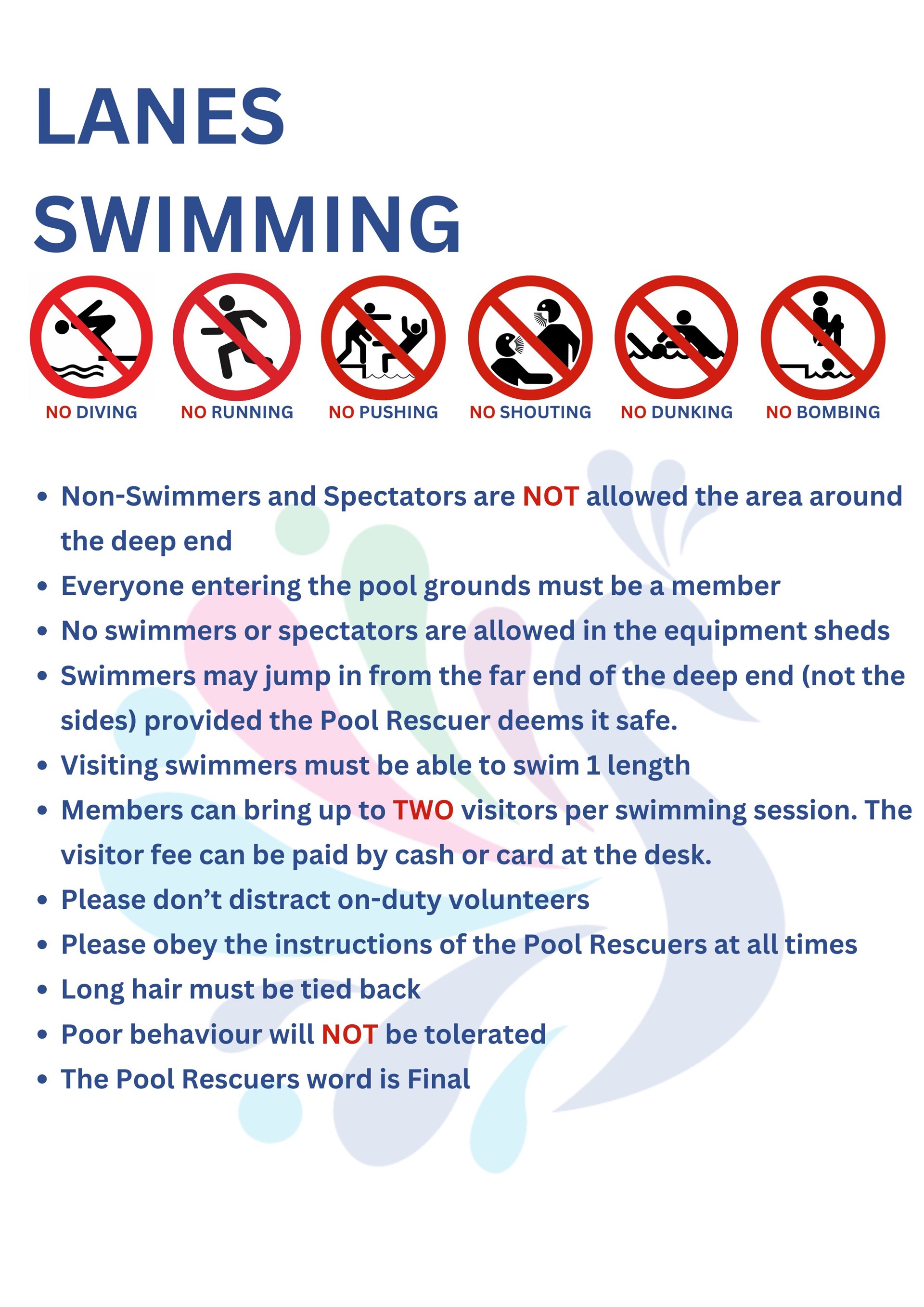 Lordsfield Swimming Club Lanes Swimming Rules