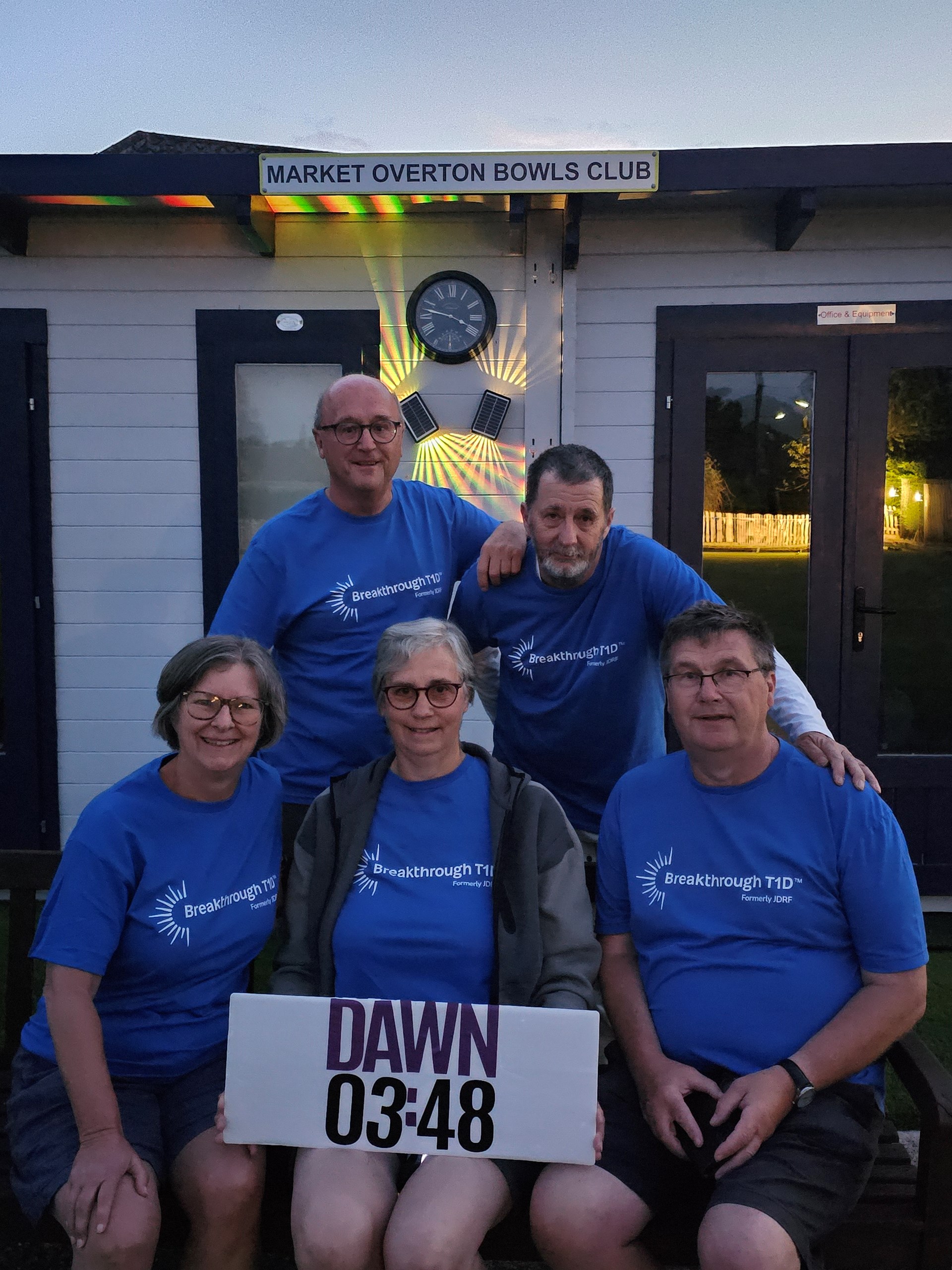 Bowlathon dawn group. Richard, Jonny, Clare, Liz & Jack. Also Kevin, who took the picture