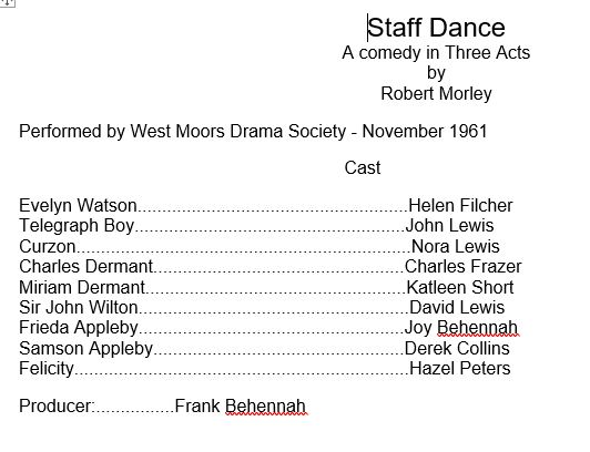 West Moors Drama Society Staff Dance
