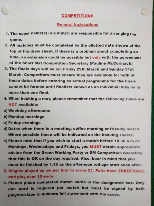 Fleet United Bowling Club Short Mat Tournaments 2018/2019 Fleet United Bowling Club Short Mat Tournaments 2018/2019