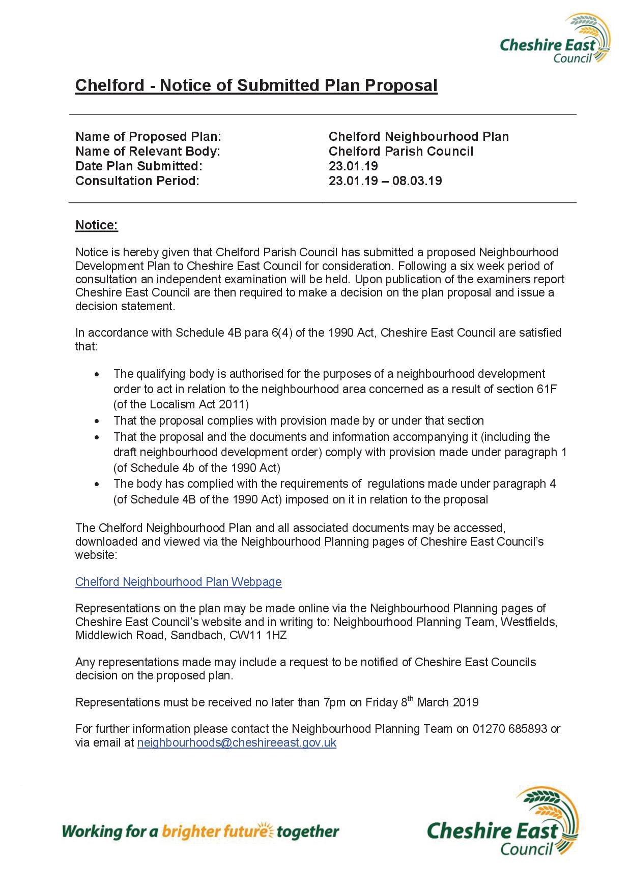Chelford Parish Council Regulation 16