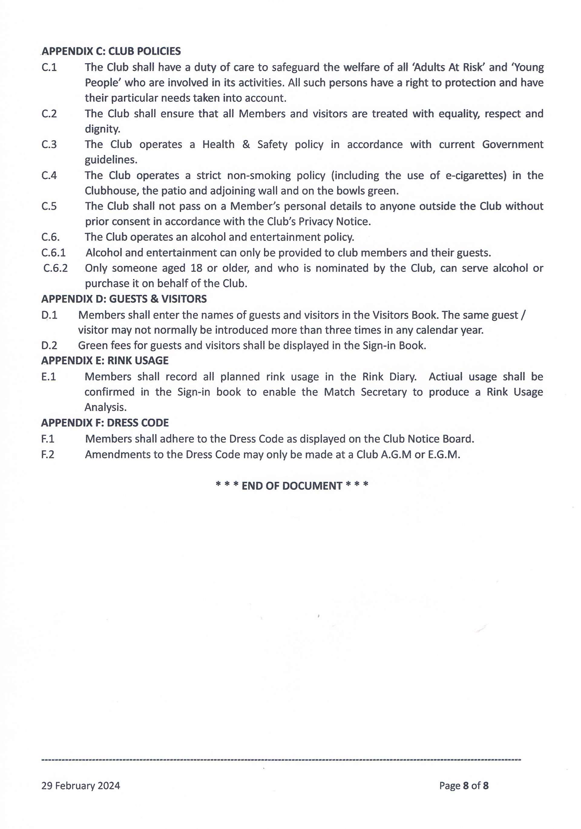 Hayling Island Bowls Club club Constitution