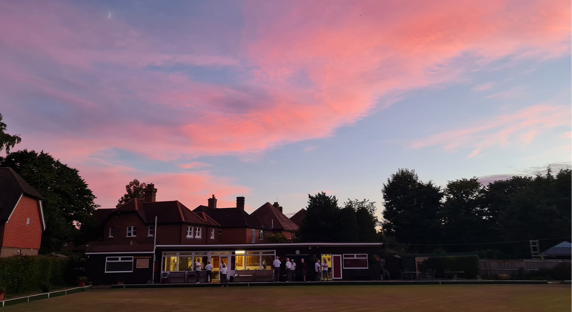 Milford Bowling Club, summer evening post match drinks