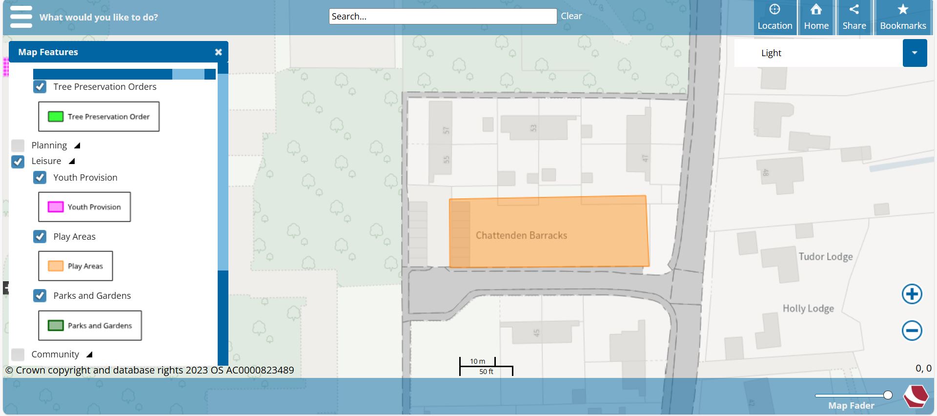 Map of Chattenden Village Green from Medway Council's Mapping System