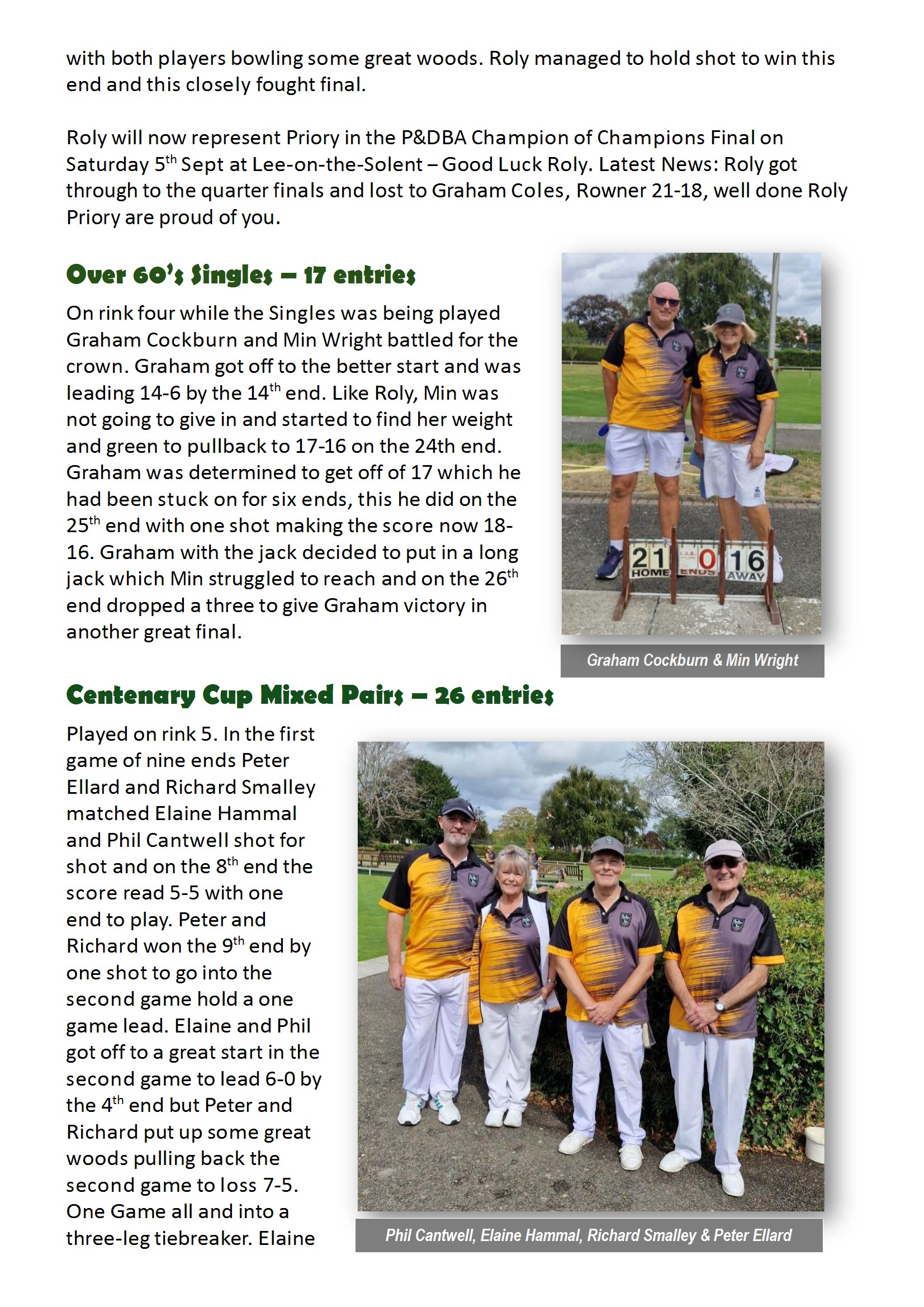 Priory Bowls Club Great Club Finals Day