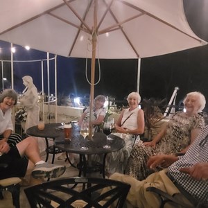 Enjoying the hotel roof terrace