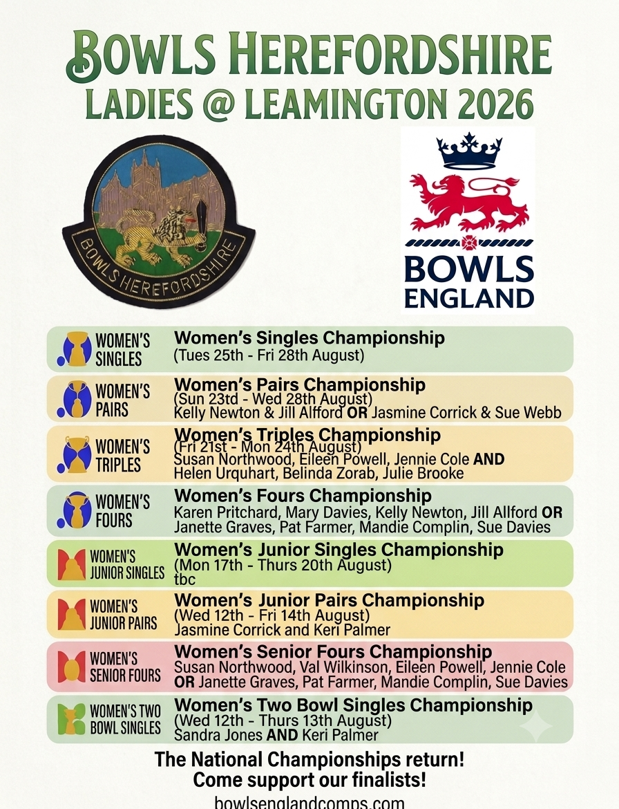 Bowls Herefordshire Ladies Competitions 2026