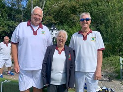 Mens Pairs Champions 2025 Paul Tappenden & Mark Berry with Brenda Webb Vice President