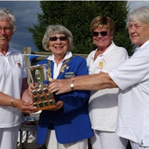 Margaret, Sue and Pauline receiving the cup
