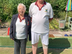 Mens Singles Runner up 2025 Mike Frank with Brenda Webb Vice President
