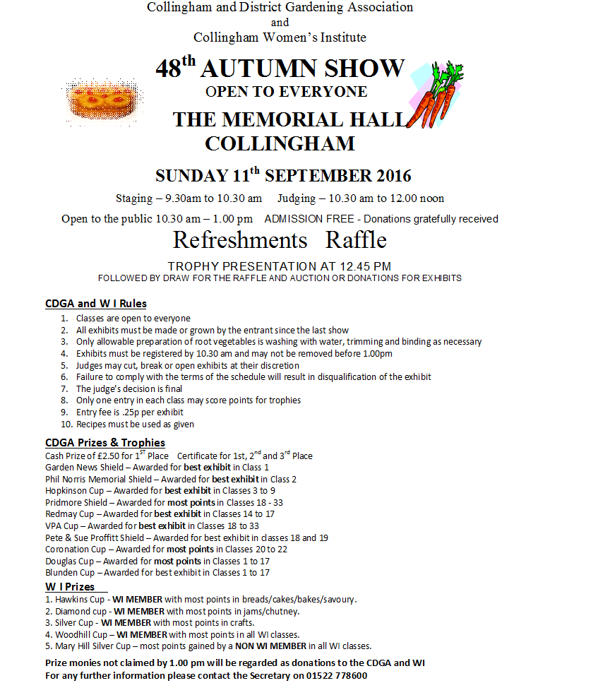Collingham and District Gardening Association 2016 Autumn Show