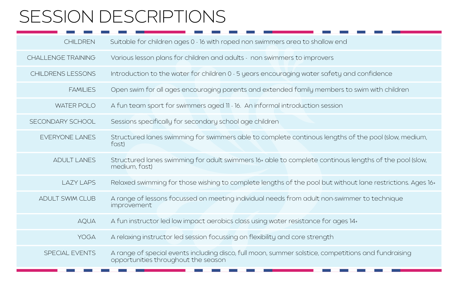 See below for session descriptions