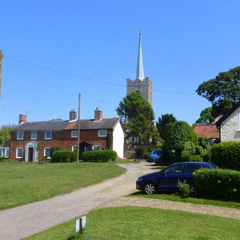 View to the church from the village green.