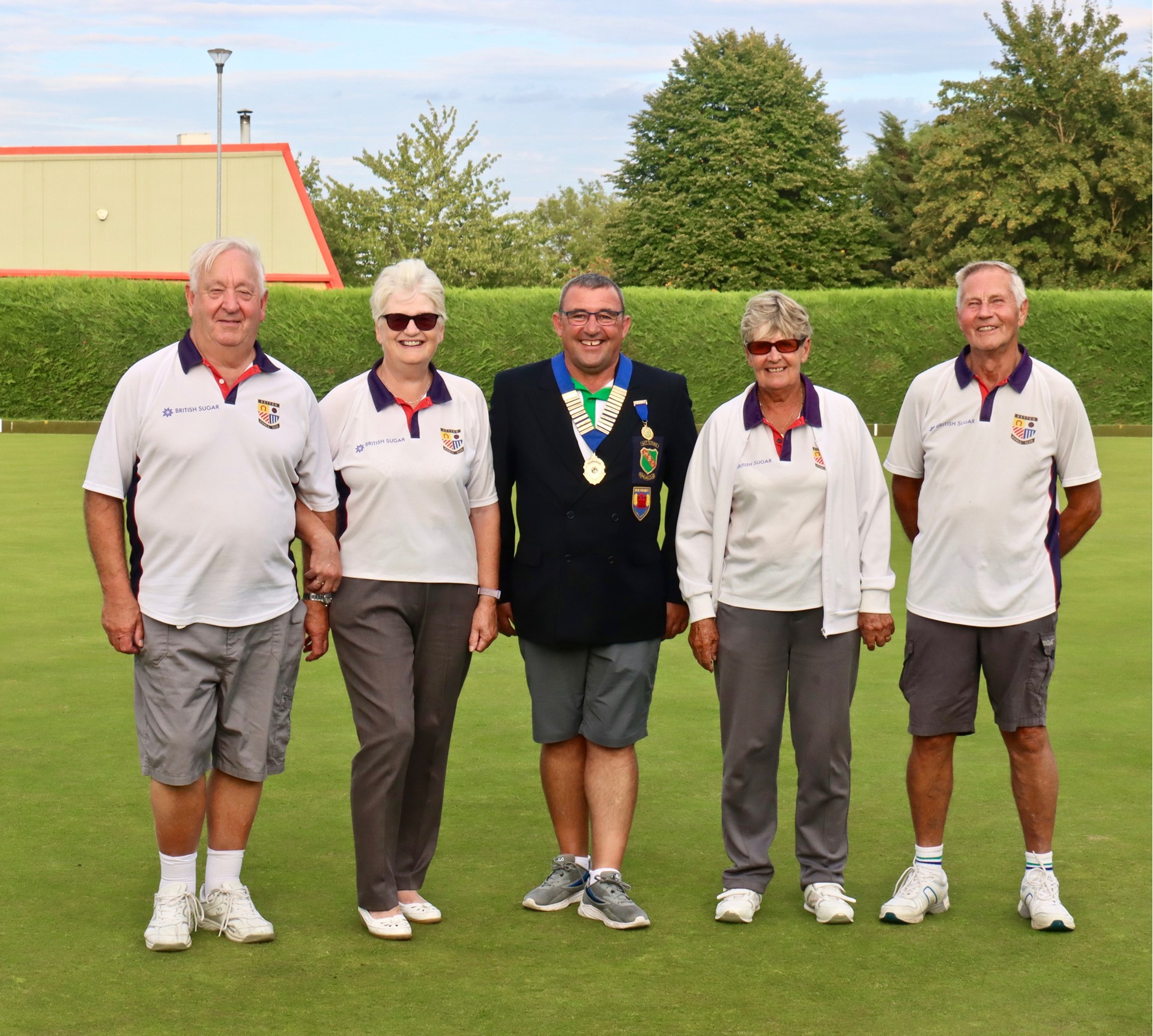 President Ally McNaughton with the runners-up in the Duncomb Shield competition, Ketton. From the left: Martin Wallace, Elizabeth Wallace, Ally McNaughton, Chris Ford, Dick Ford.