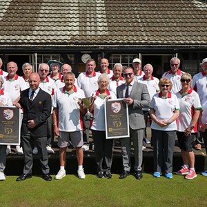 Croydon League Winners with Cup and presented with new bowling mats