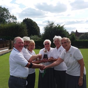 Triples winners Sue Fleckney, John Mitchell & Jonny Abbott with runners up Ellen Corby, Annette Oliver & Ann Cusdin