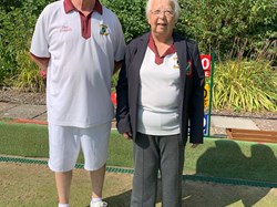 Mens Single Champion 2025 Paul Doggett with Brenda Webb Vice President