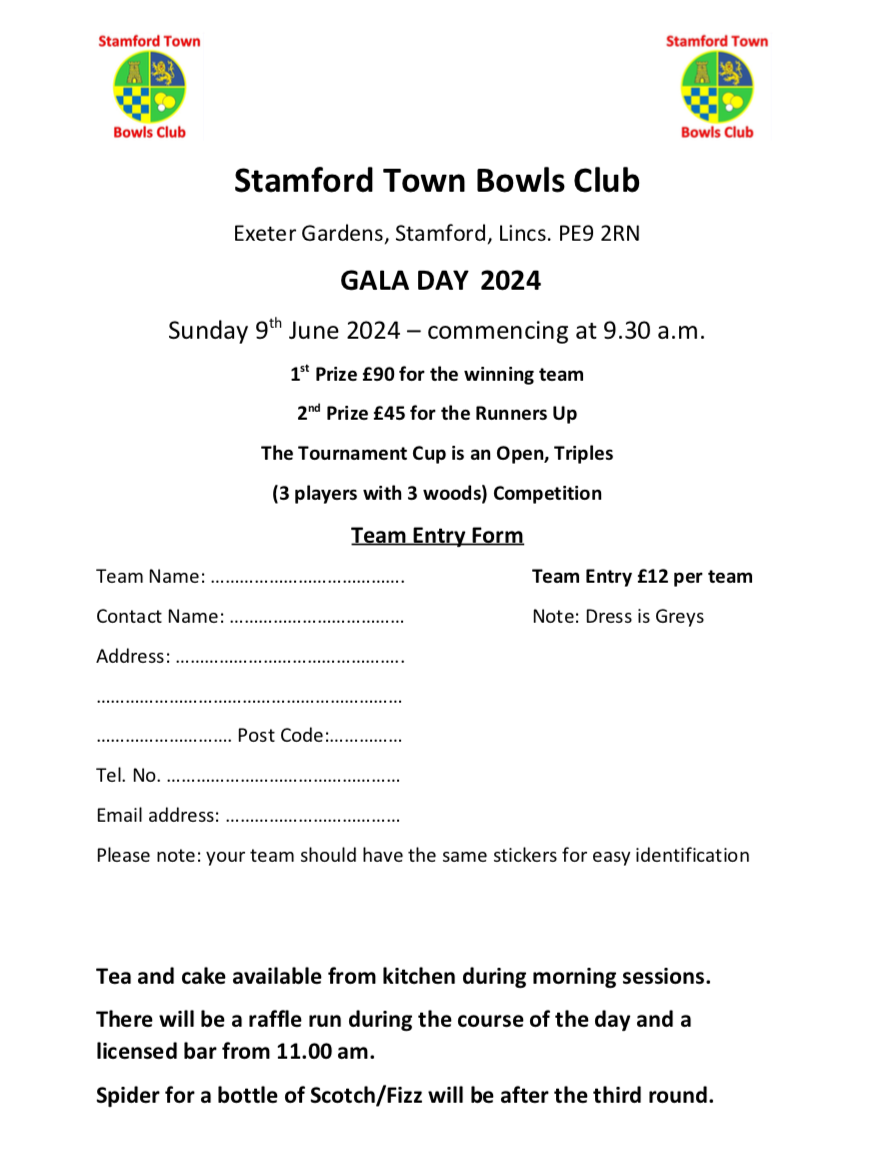 Stamford & District Bowls League Stamford Town Bowls Club