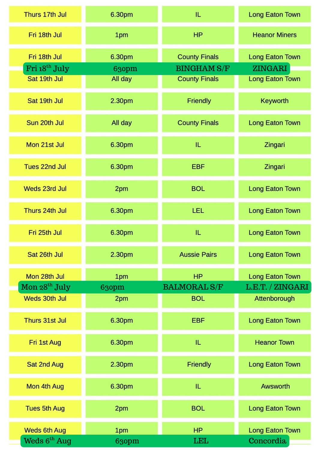 Long Eaton Town Bowls Club 2025 Calendar Long Eaton Town Bowls Club 2025 Calendar