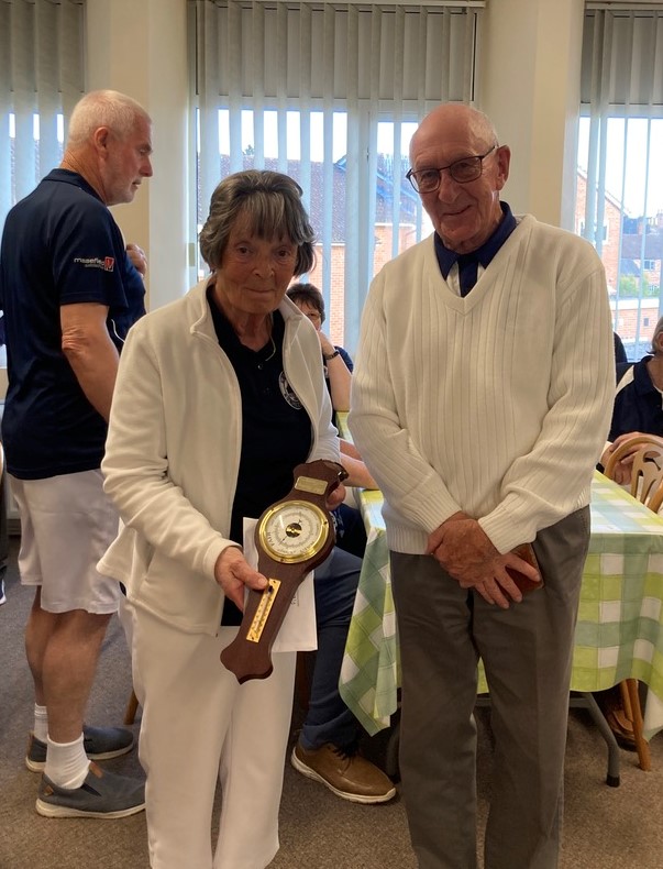 Sheila White and Charles Cattanach with their trophy