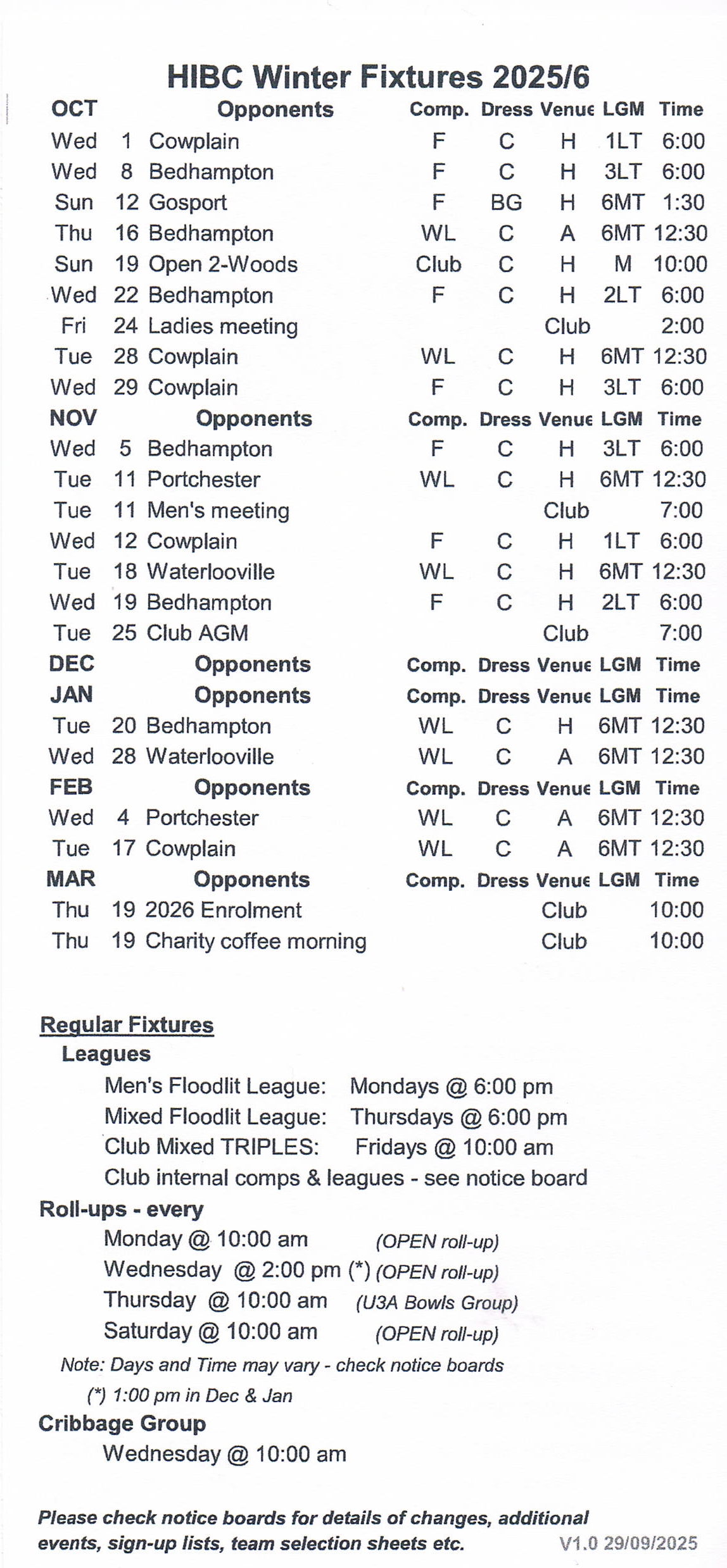 Hayling Island Bowls Club Match Dates Hayling Island Bowls Club Match Dates