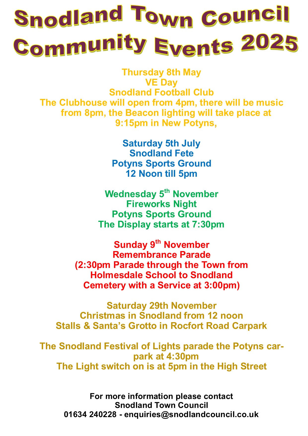 Snodland Town Council Community Events 2025