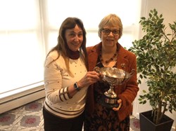 Sue Burbidge runner up in Critcher Cup with Irene O'Brien.  Winner (not present) Karen King Sue Burbidge runner up in Critcher Cup with Irene O'Brien.  Winner (not present) Karen King